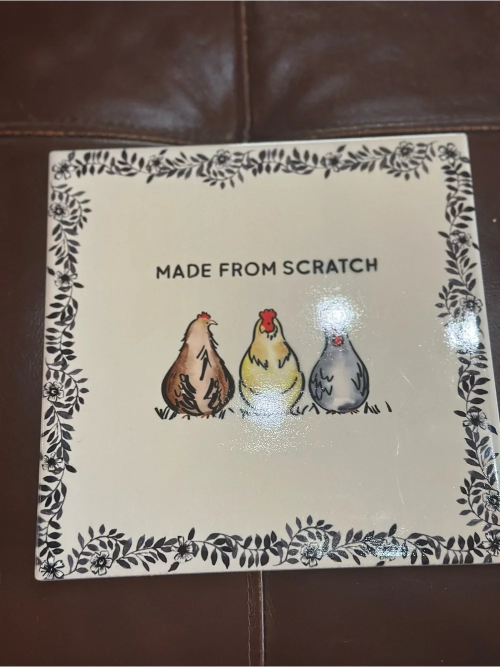 Red Shed Chicken Tile Trivet Made from Scratch